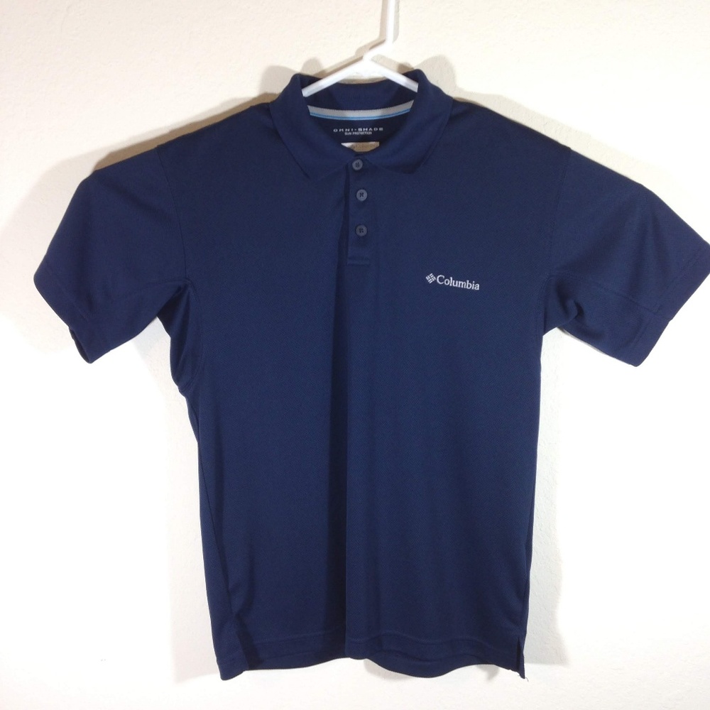 Columbia Mens Small Navy Polo Omni Shade Shirt